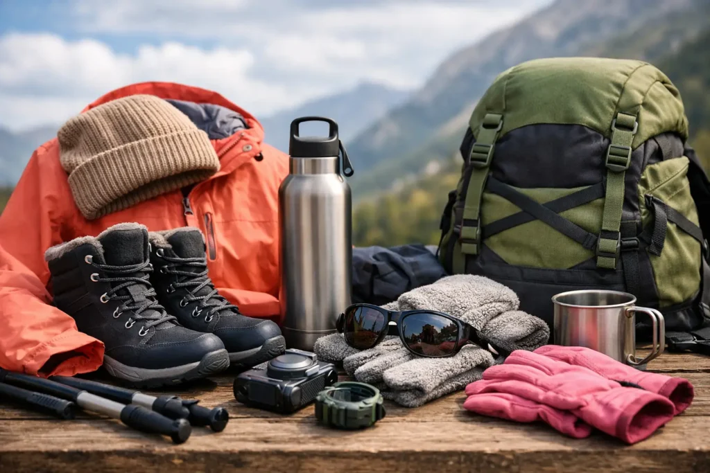 Outdoor accessories til dame, der holder