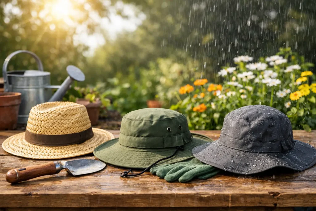Bedste hatte til havearbejde til sol og regn